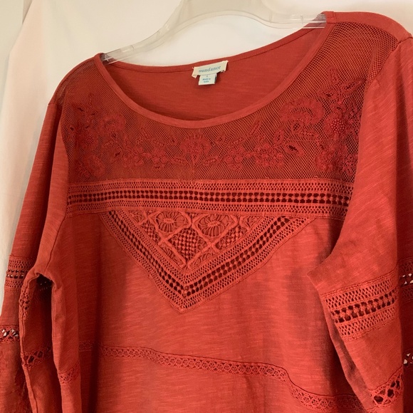 Sundance burnt orange 'Eden Lace Long Sleeve Top' - Picture 4 of 9